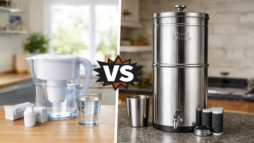 Carafe filtrante et filtre à gravité – comparaison des solutions de filtration de l’eau