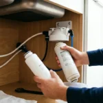 Remplacement d'une cartouche filtre à eau usagée par une neuve