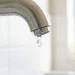 Une goutte tombe d'un robinet