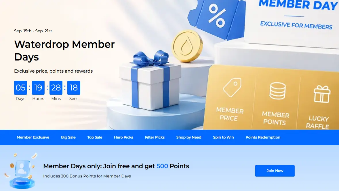 promotions waterdrop filter member days 2026